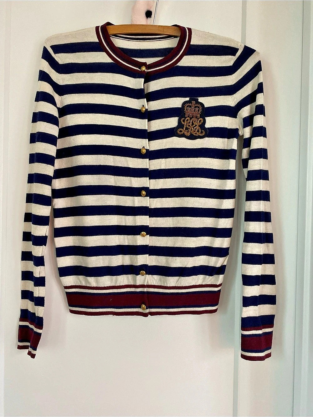 Lauren Ralph Lauren Striped Cardigan in Blue & White